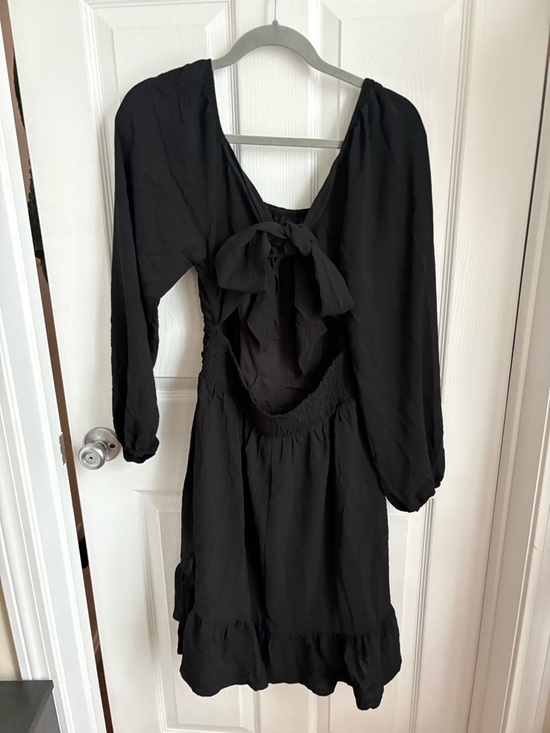 Black Long-Sleeve Scoop Neck Women’s Dress - Picture 3 of 3